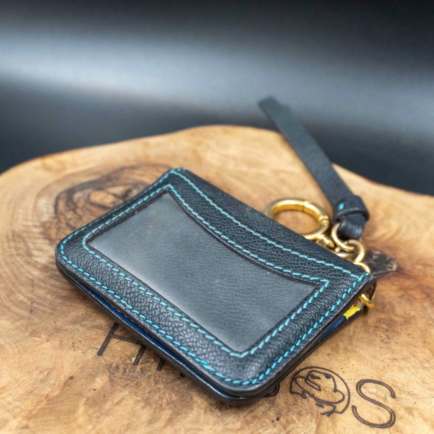 Burberry Authentic Leather Keychain Card Holder Card Wallet Blue
