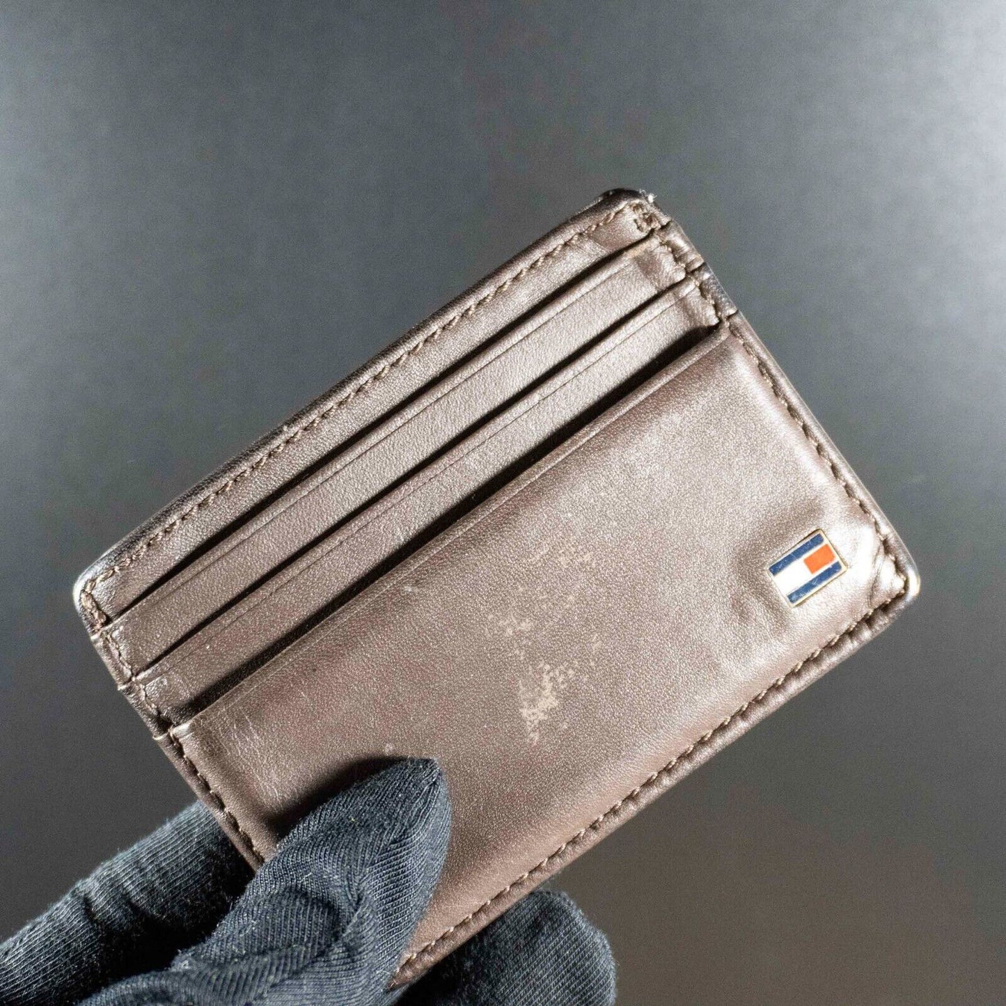 Tommy Hilfiger Mens Wallet Leather Card Holder Wallet Brown