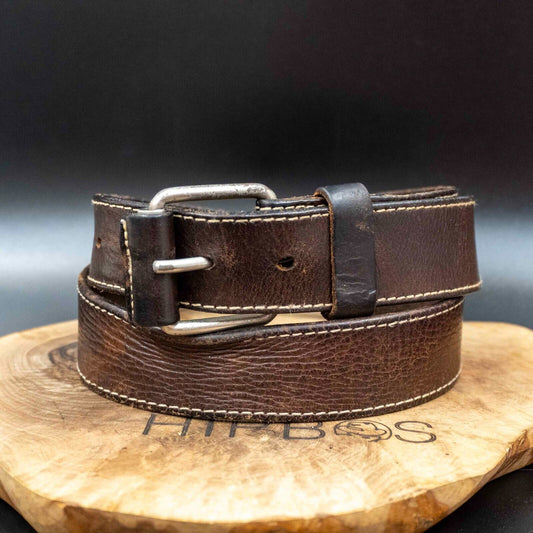 Vintage Mens Belt Handmade Leather Jeans Belt Brown Size 34