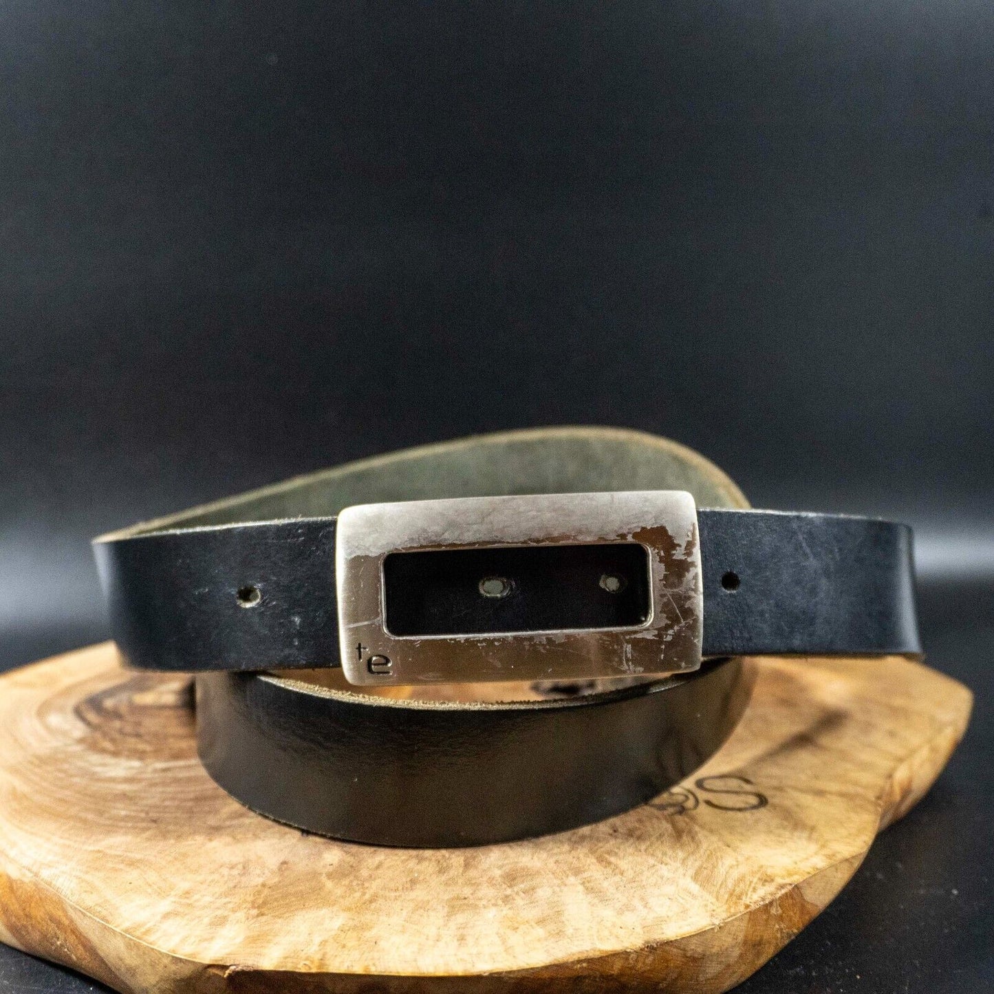 Vintage Mens Belt Handmade Leather Jeans Belt Black Size 38