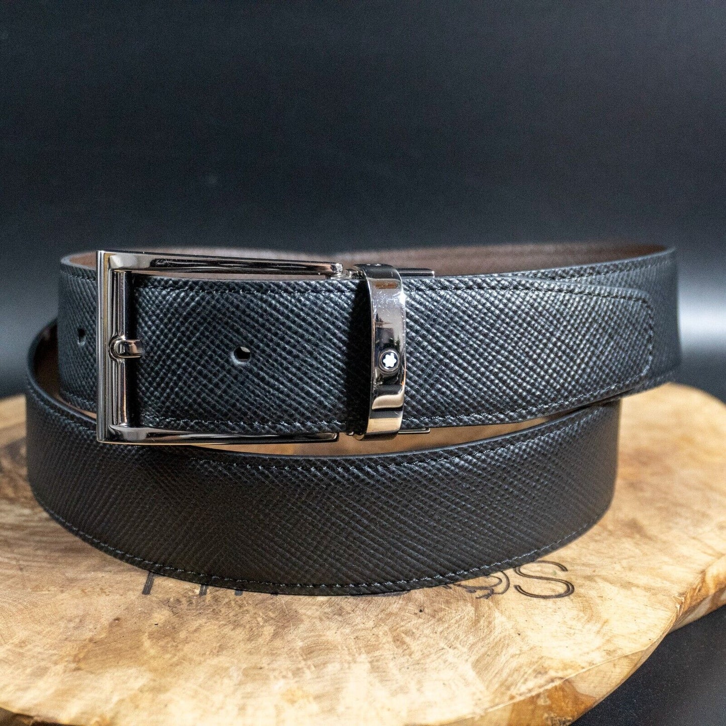 Montblanc Mens Belt Authentic Reversible Leather Classic Jeans Belt Size 34 - VintageThing