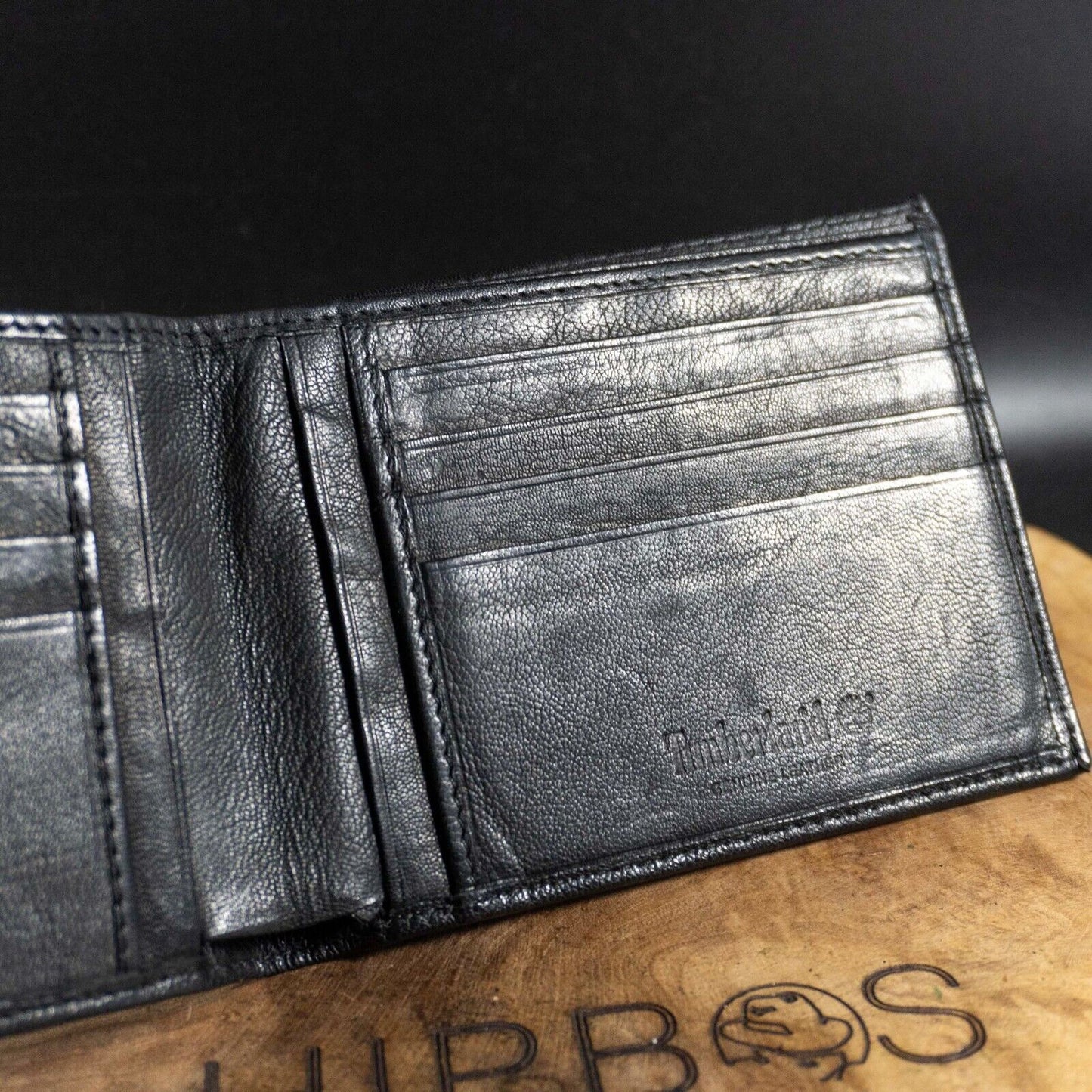 Timberland Mens Bifold Wallet Leather Card Wallet Black
