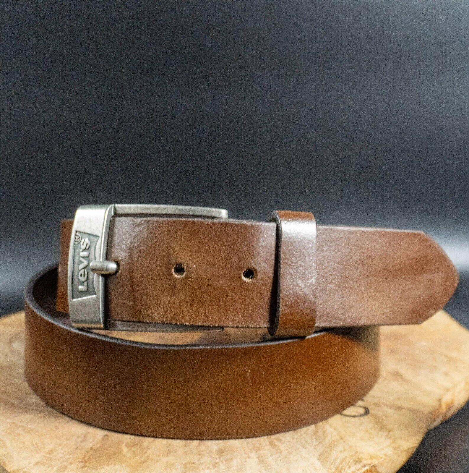 Levis Mens Belt Vintage Leather Belt Jeans Leather Belt Brown Size 34 - VintageThing