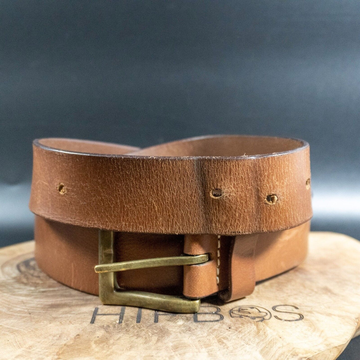 Charles Smith Mens Belt Vintage Leather Hand Crafted Jeans Belt Brown Size 40 - VintageThing