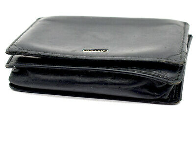 Authentic Bally Leather Bifold Card Business Card Holder Wallet Black