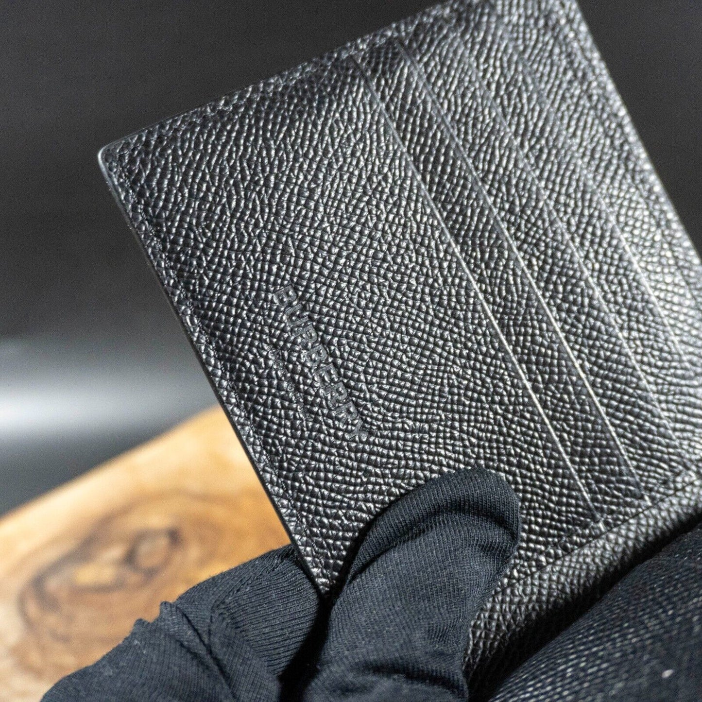 Burberry Authentic Mens Wallet Grain Leather Bifold Wallet Black