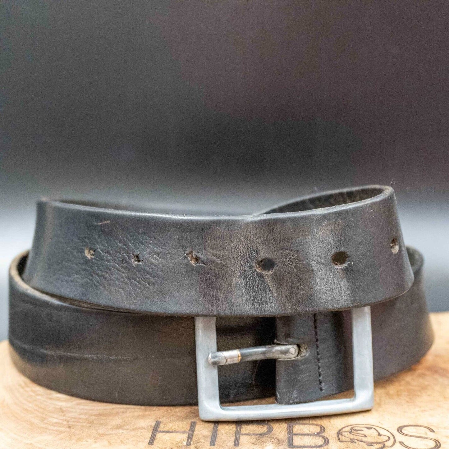 Vintage Mens Belt Handmade Leather Jeans Belt Black Size 42