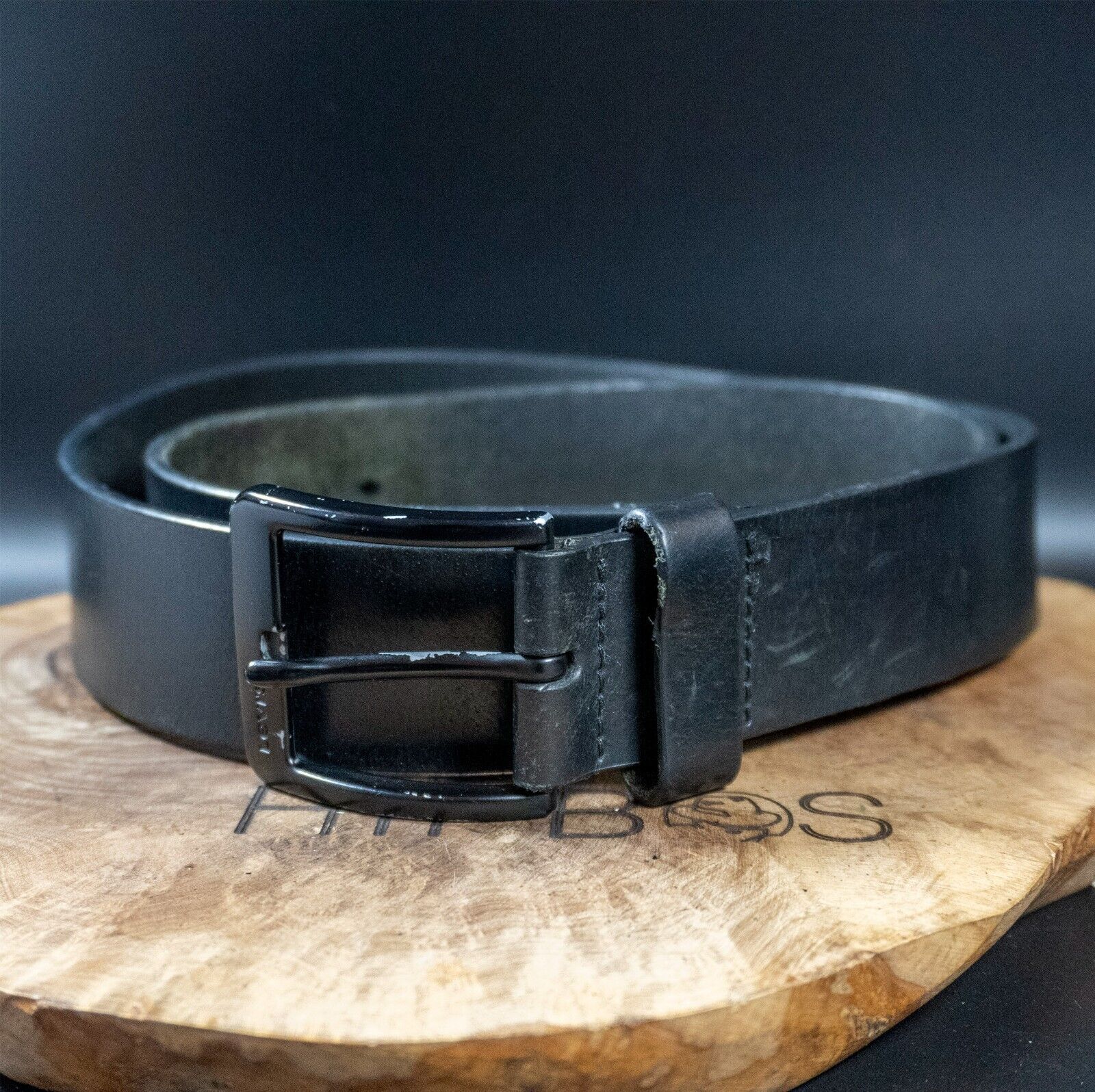 Levis Mens Belt Vintage Leather Belt Jeans Leather Belt Black Size 36 - VintageThing