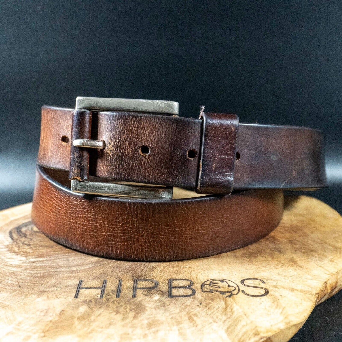 Vintage Mens Belt Handmade Leather Jeans Belt Brown Size 38