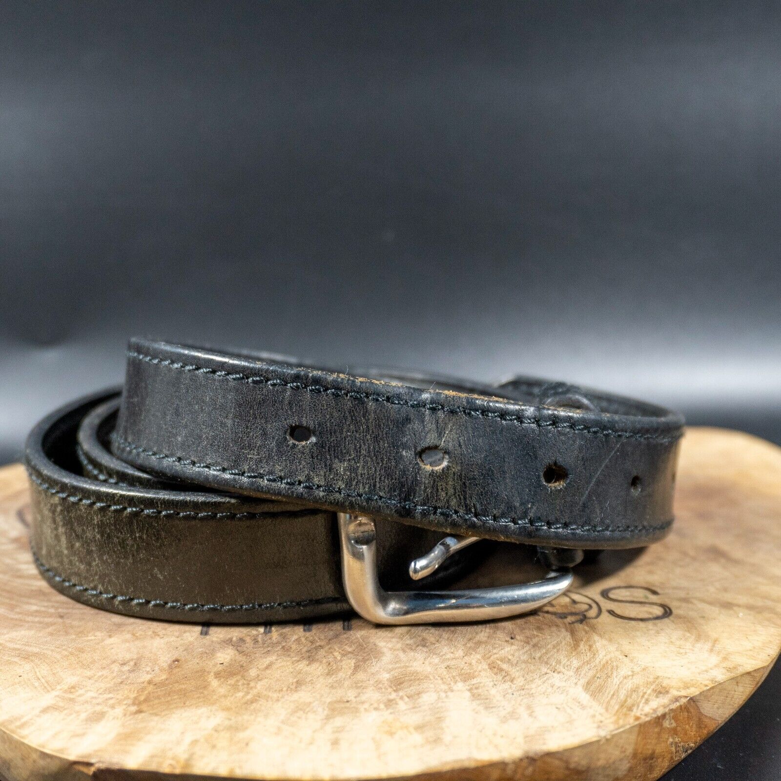 St Michael Vintage Mens Womens Leather Belt M&S Classic Jeans Belt Black Size 36 - VintageThing