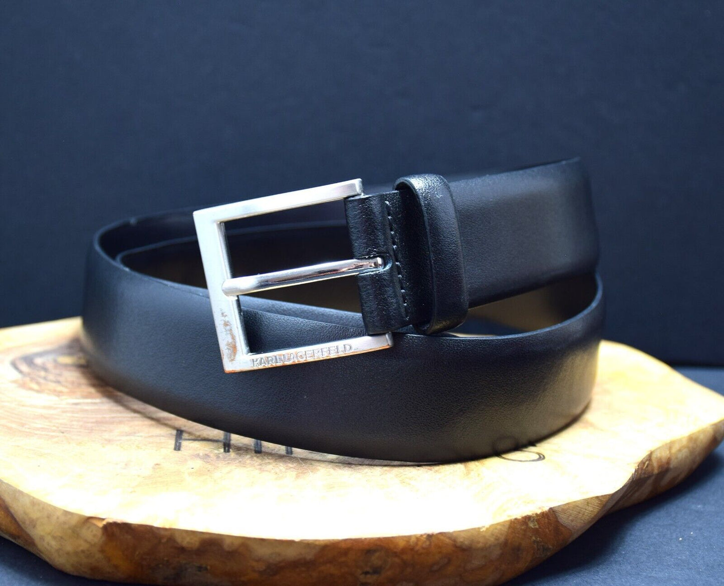 Karl Lagerfeld Mens Leather Belt Classic Jeans Mens Belt Black Size 32