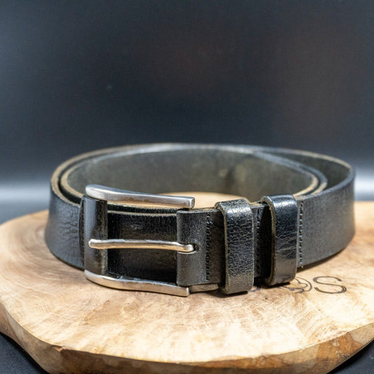 Vintage Mens Belt Handmade Vintage Leather Jeans Belt Black Size 38