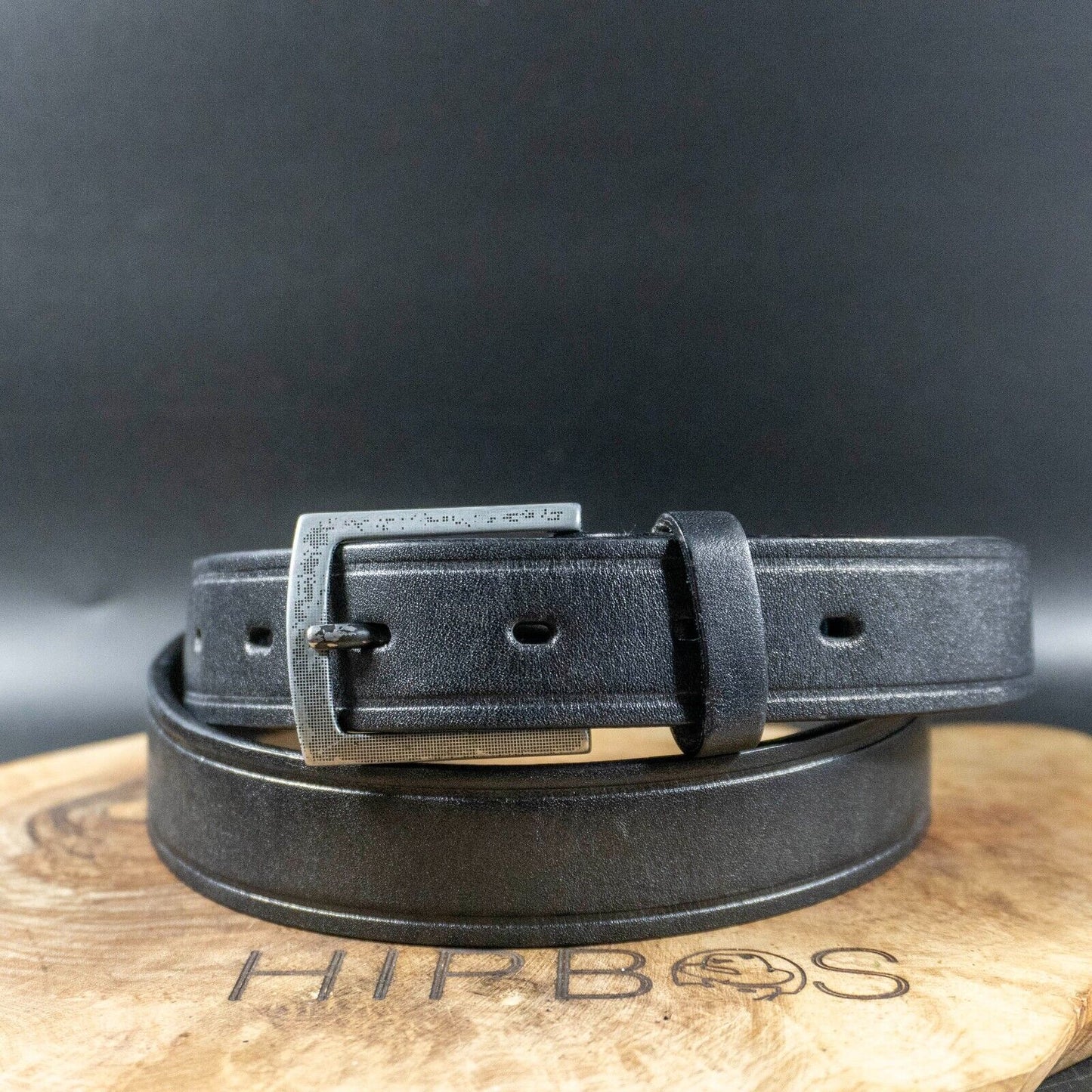 Vintage Mens Belt Handmade Leather Jeans Belt Black Size 32