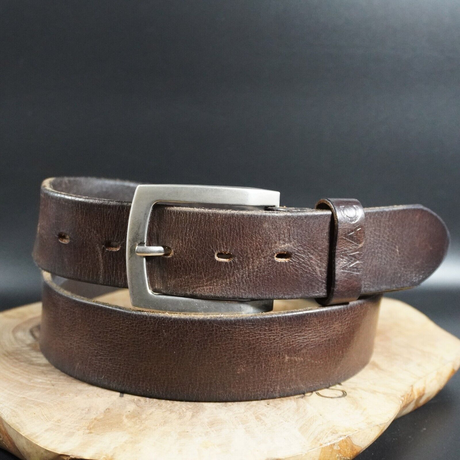 Vintage Mens Belt Handmade Vintage Leather Jeans Belt Brown Size 40 - VintageThing