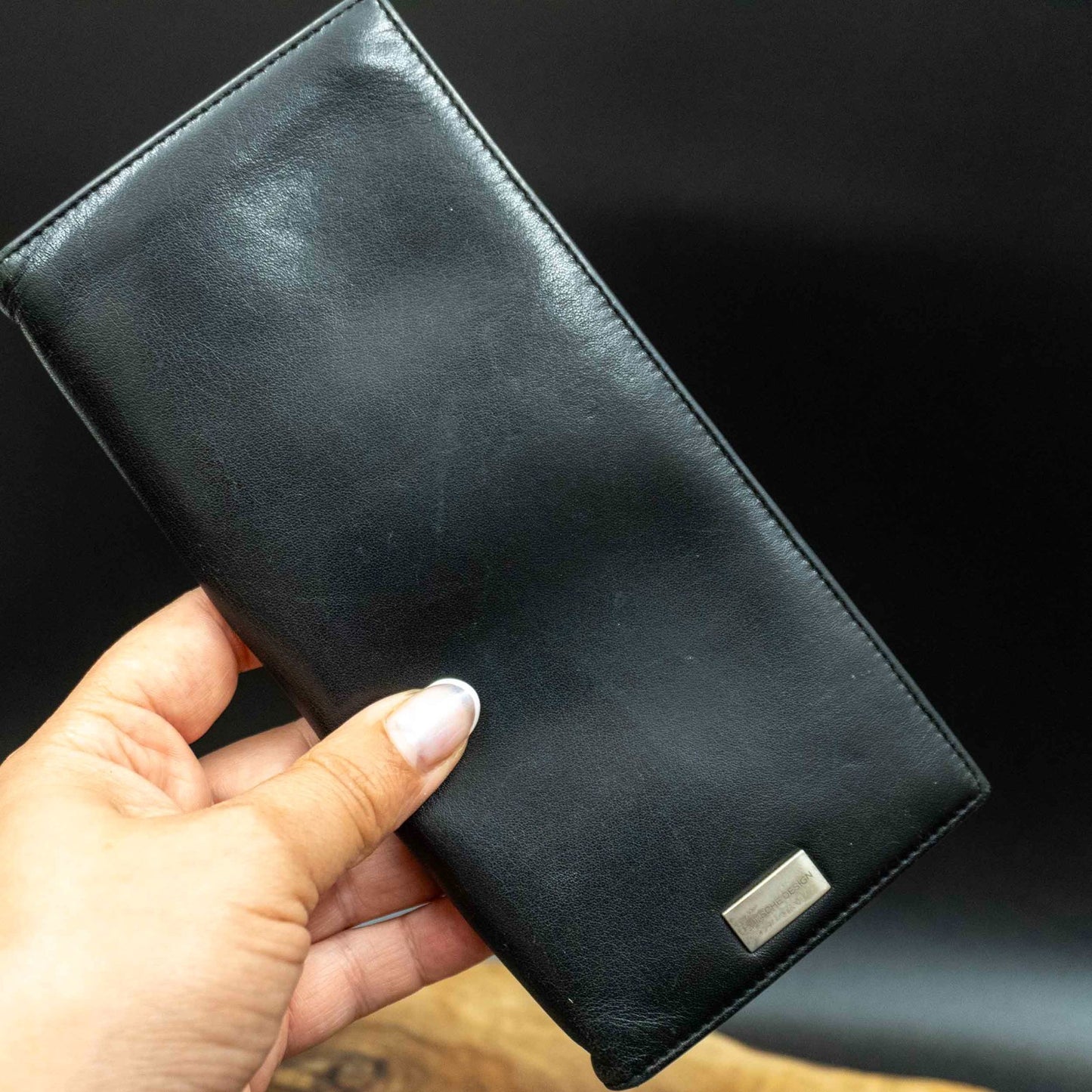 Porsche Design Mens Wallet Leather Bifold Card Wallet Long Wallet Black