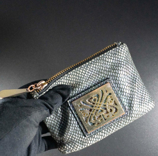 Biba Leather Coin Pouch Wallet with Zip Closure Silver Grey