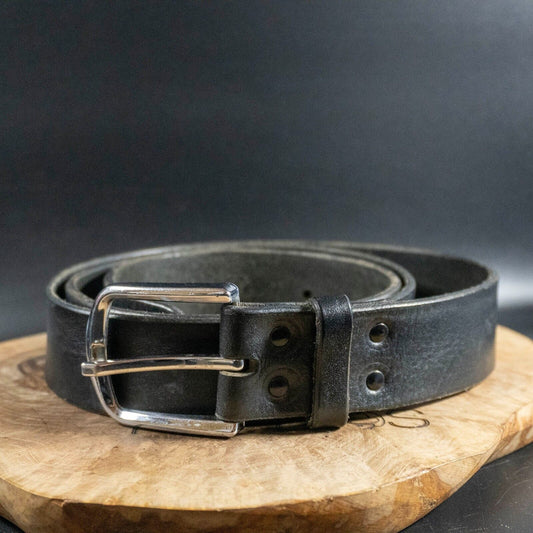 Vintage Mens Belt Handmade Leather Jeans Belt Black Size 40