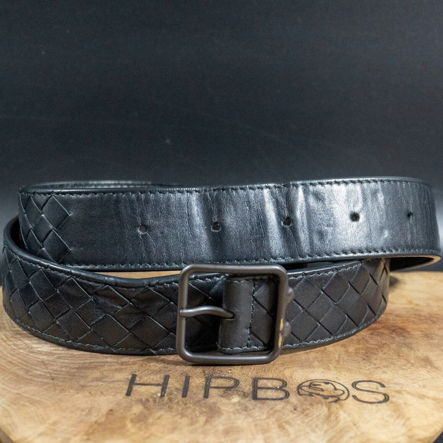 Bottega Veneta Mens Belt Weaved Leather Belt Authentic Size 38 - VintageThing