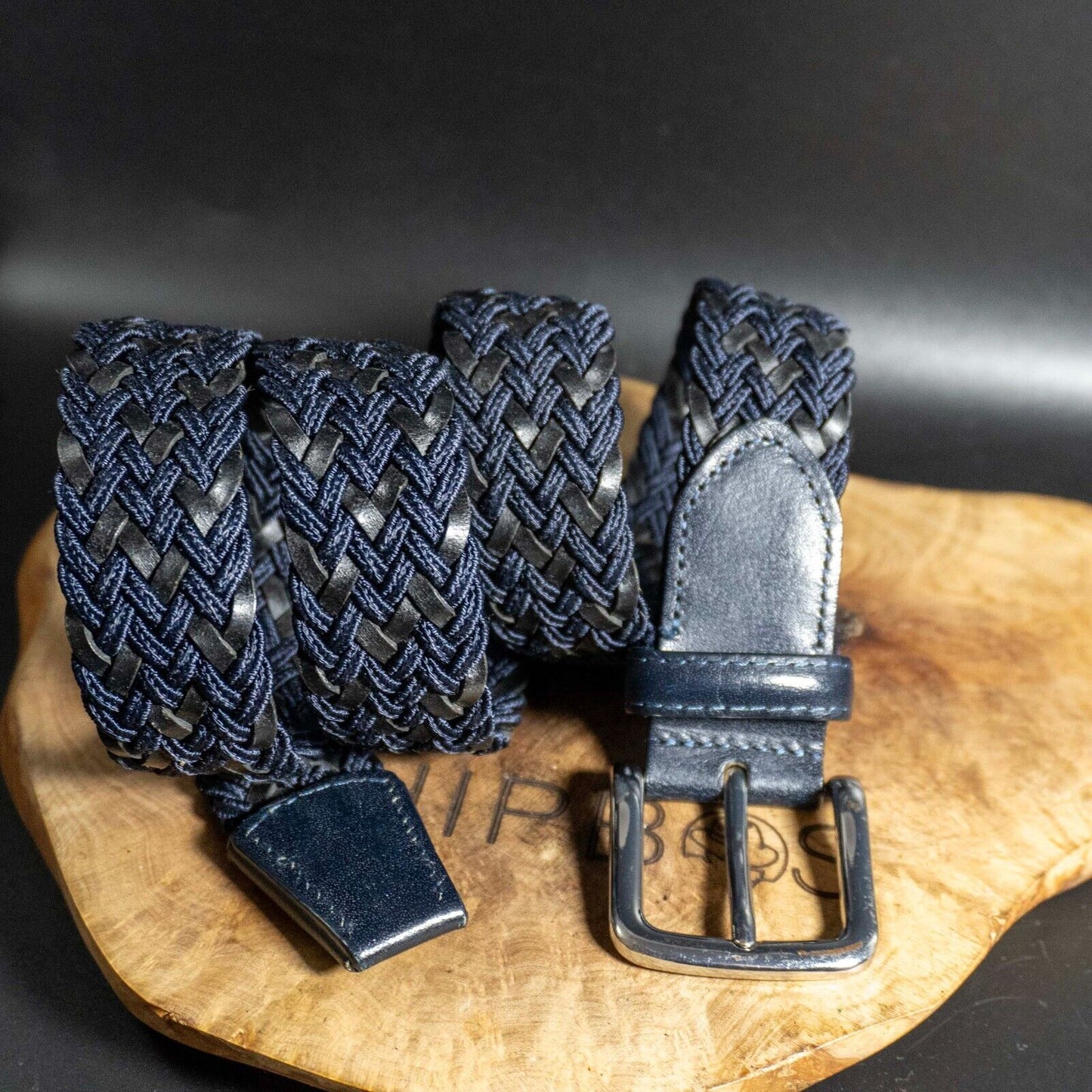 Gazman Mens Belt Fabric and Leather Belt Jeans Belt Blue Size 32