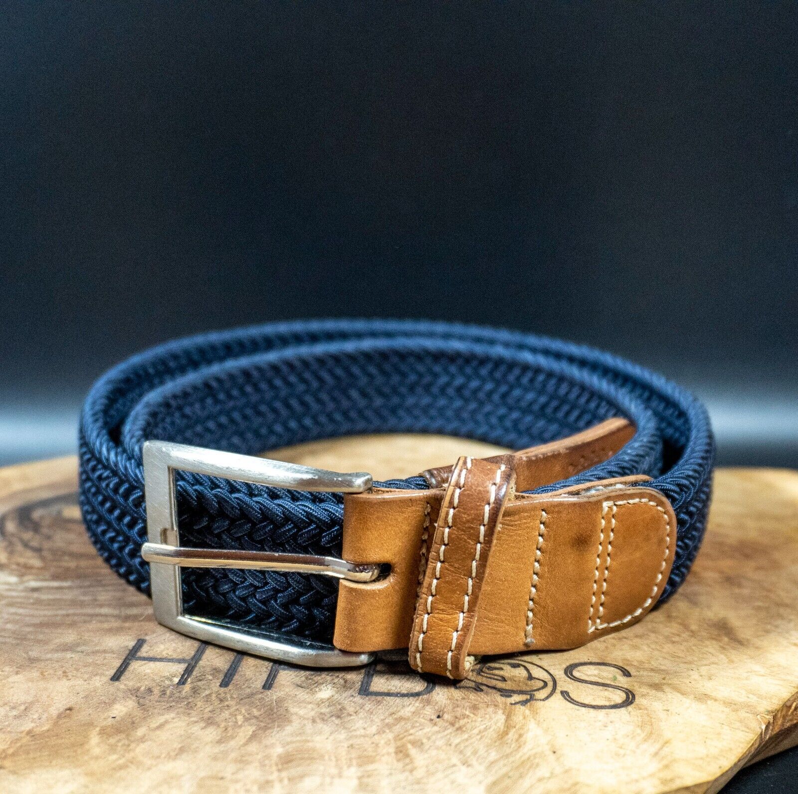 Golf Belt Mens Belt Fabric Braided Belt Blue Brown Size 32 - VintageThing