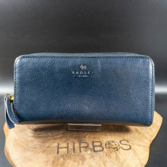 Radley Womens Wallet Purse Large Zip Around Clutch Wallet Blue