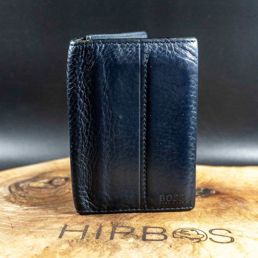 Hugo Boss Mens Wallet Case Bifold Leather Business Card Wallet Card Wallet Blue
