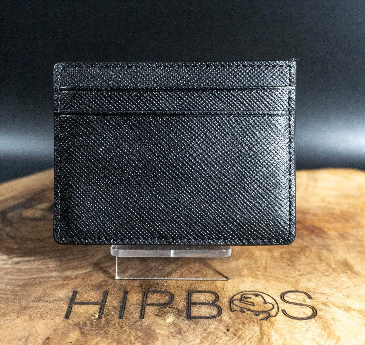 Sandro Leather Card Holder Embossed Logo Wallet Black Authentic