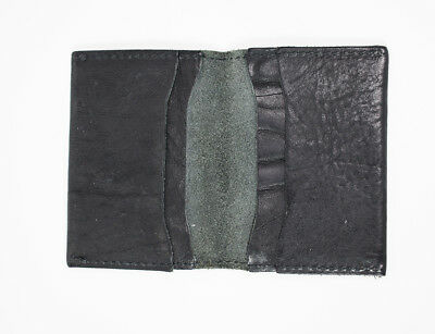 Hand Made Leather Bifold Business Card and Card Holder Wallet Black