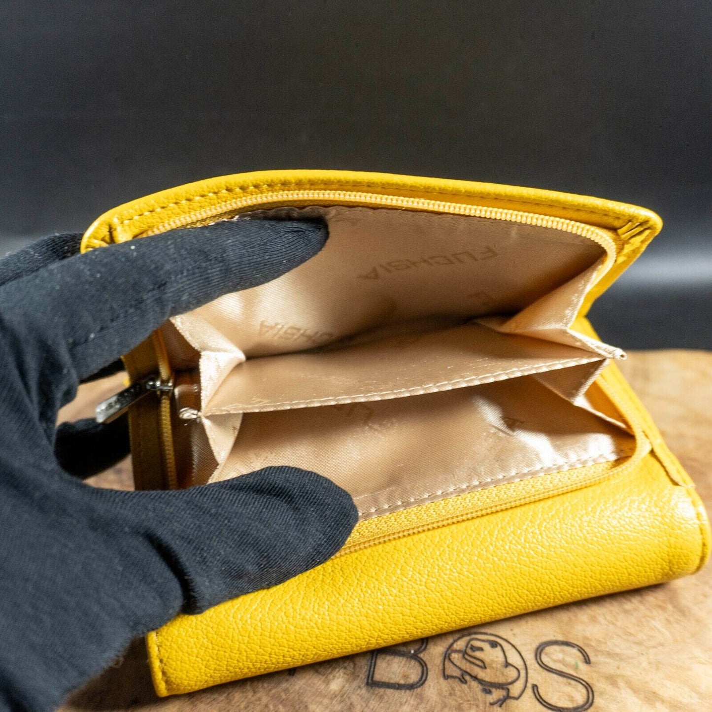 Fuchsia Womens Faux Leather Wallet Purse Medium Yellow