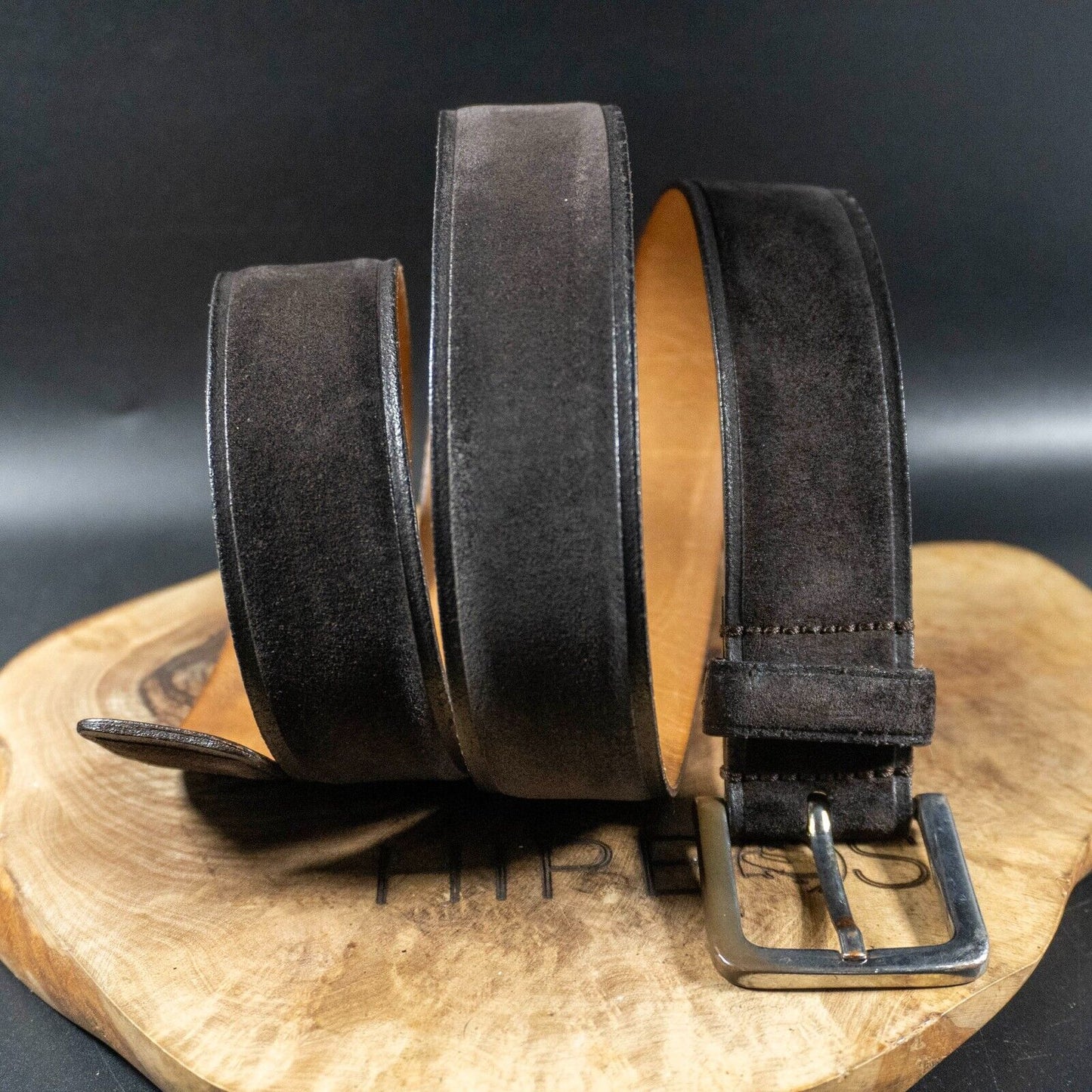 Massimo Dutti Mens Belt Vintage Classic Suede Leather Jeans Belt Brown Size 36