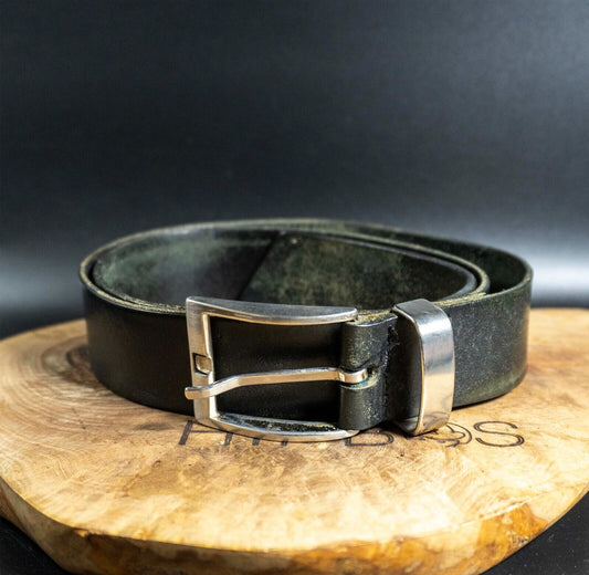 Parkes Mens Belt Vintage Classic Leather Jeans Belt Black Size 34