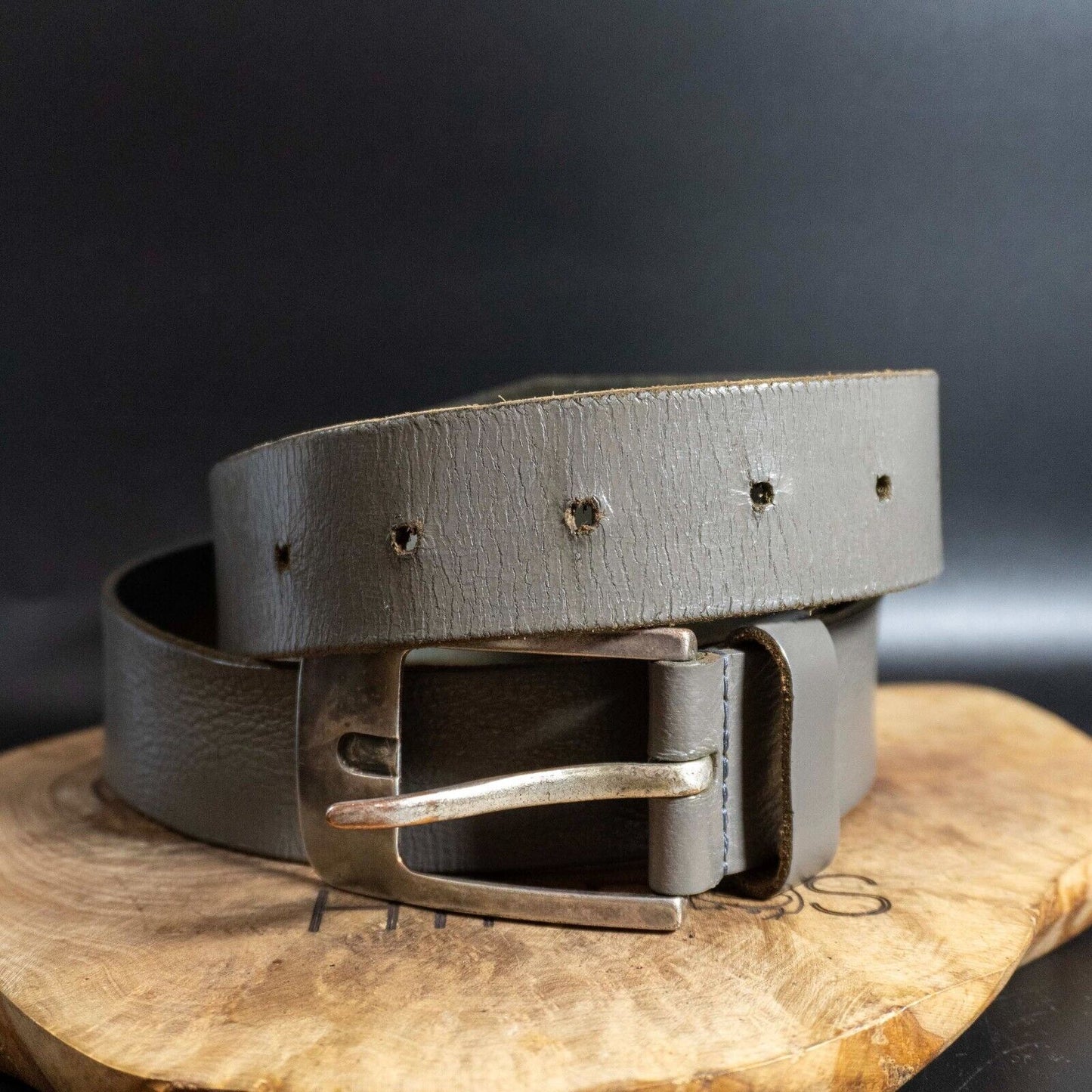 Petrol Industries Mens Belt Vintage Leather Jeans Belt Grey Size 38