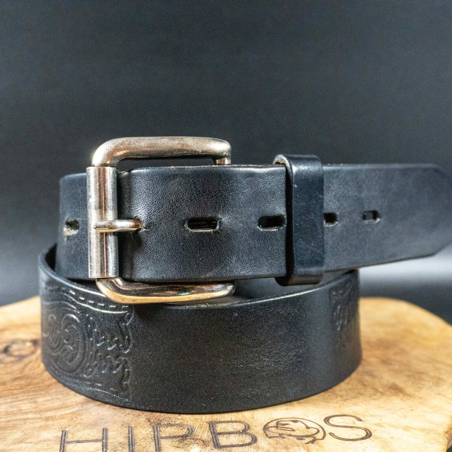 Vintage Mens Womens Belt Handmade Leather Jeans Belt Black Size 30