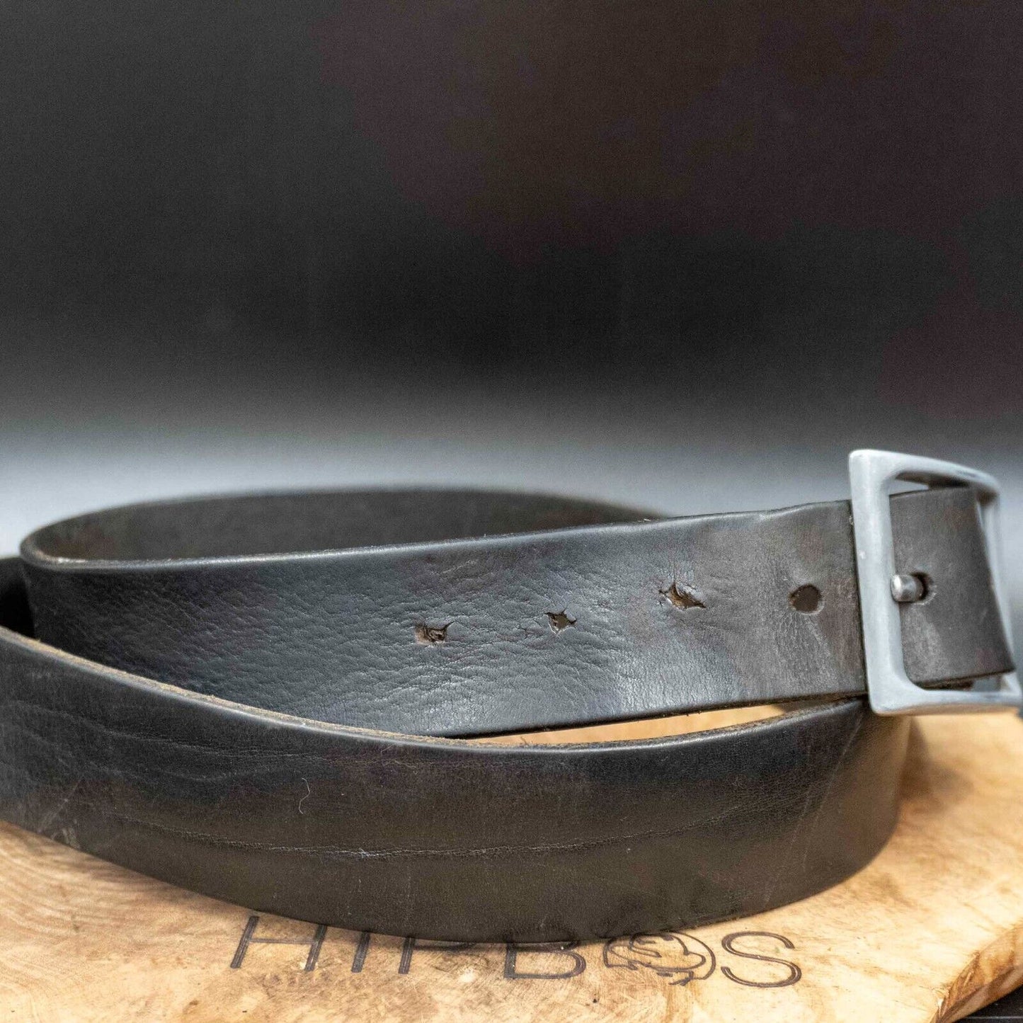 Vintage Mens Belt Handmade Leather Jeans Belt Black Size 42