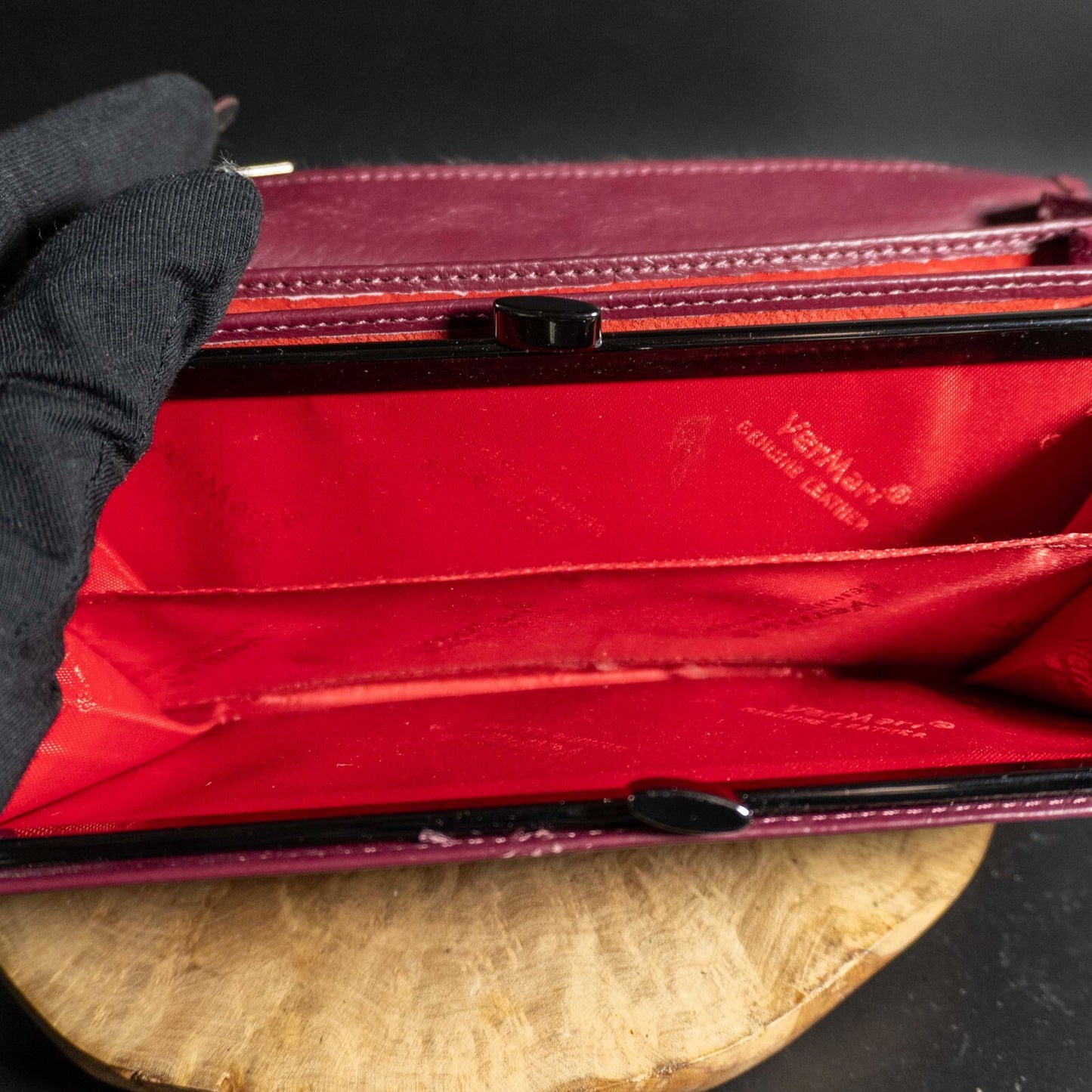 VerMari Womens Purse Wallet Snap Closure Wallet Large Size Wine Red
