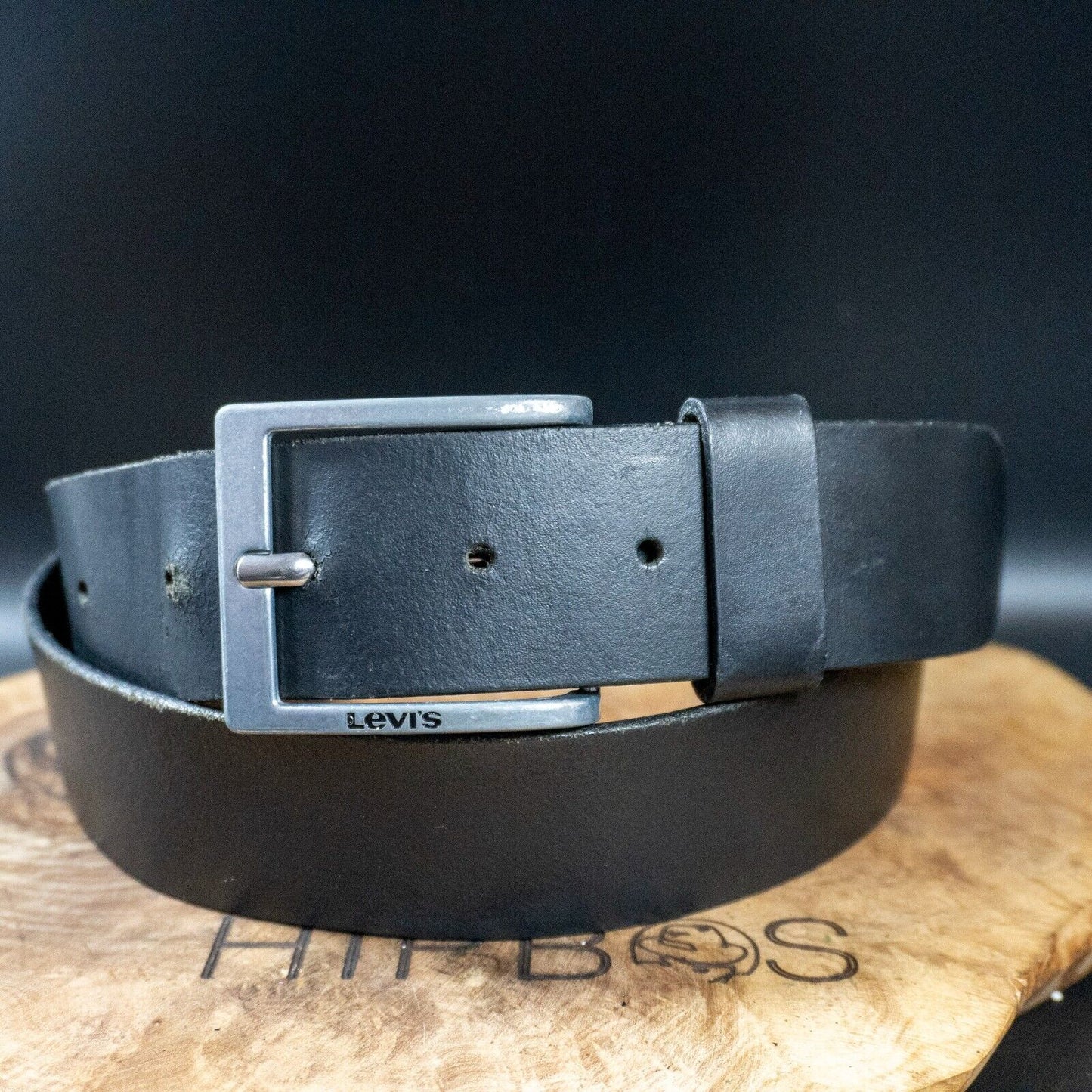 Levis Mens Belt Vintage Leather Belt Jeans Leather Belt Black Size 34 - VintageThing