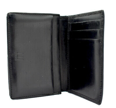 Authentic Dunhill Leather Bifold Card Business Card Holder Wallet Black