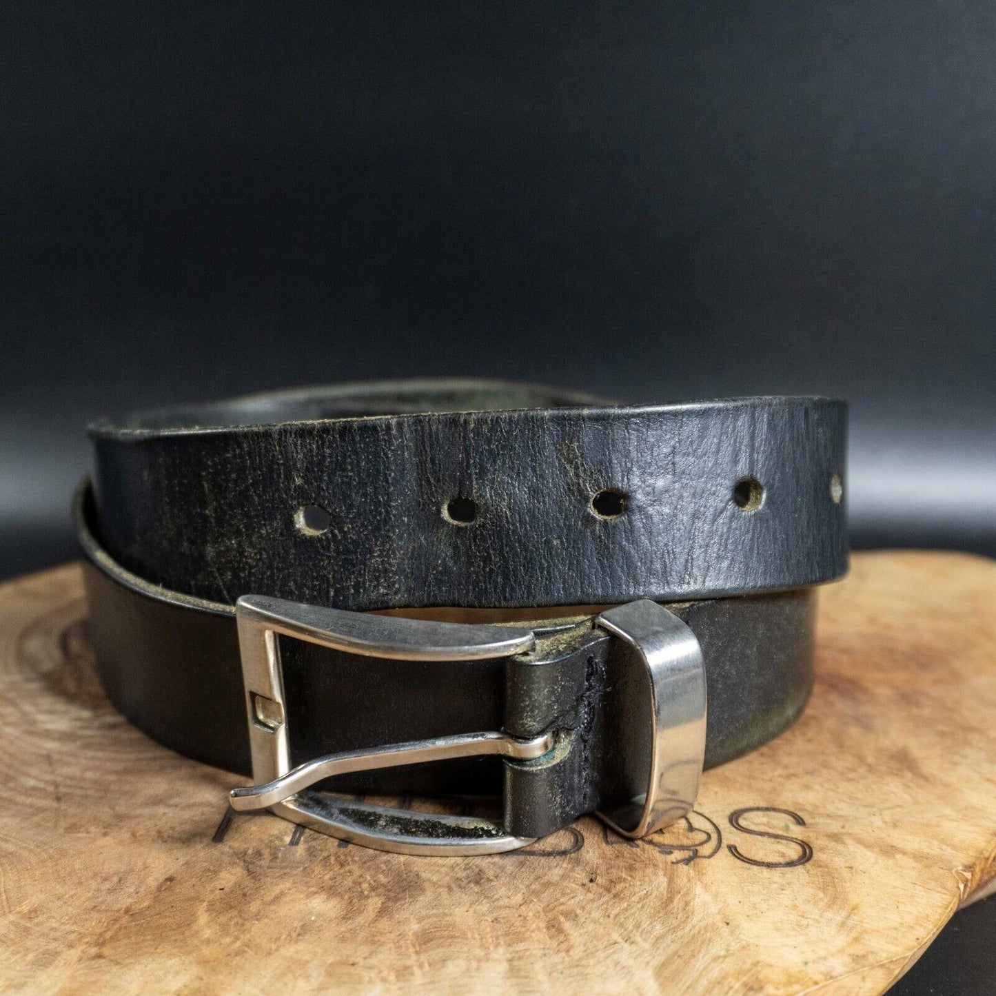 Parkes Mens Belt Vintage Classic Leather Jeans Belt Black Size 34