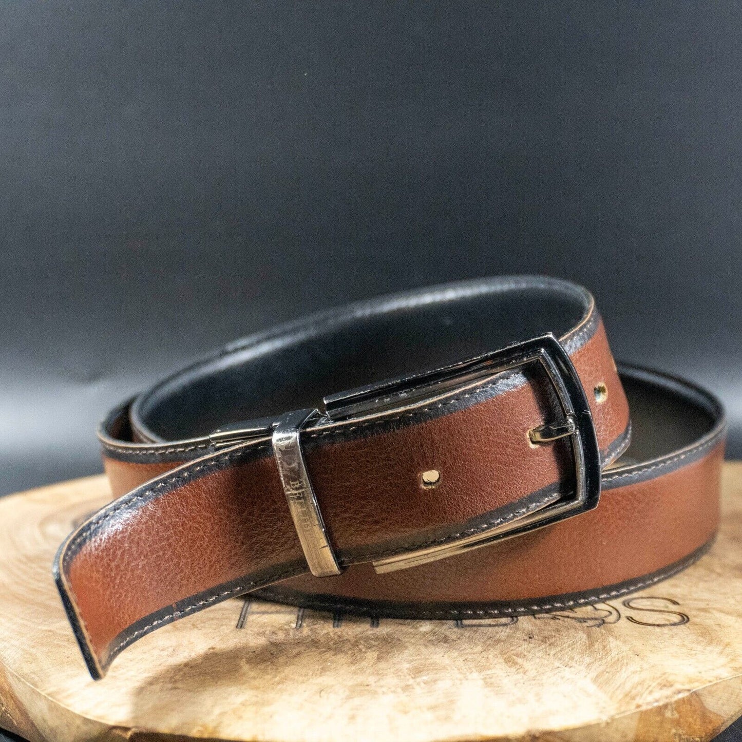 Miguel Bellido Mens Belt Leather Classic Reversible Belt Black Brown Size 32