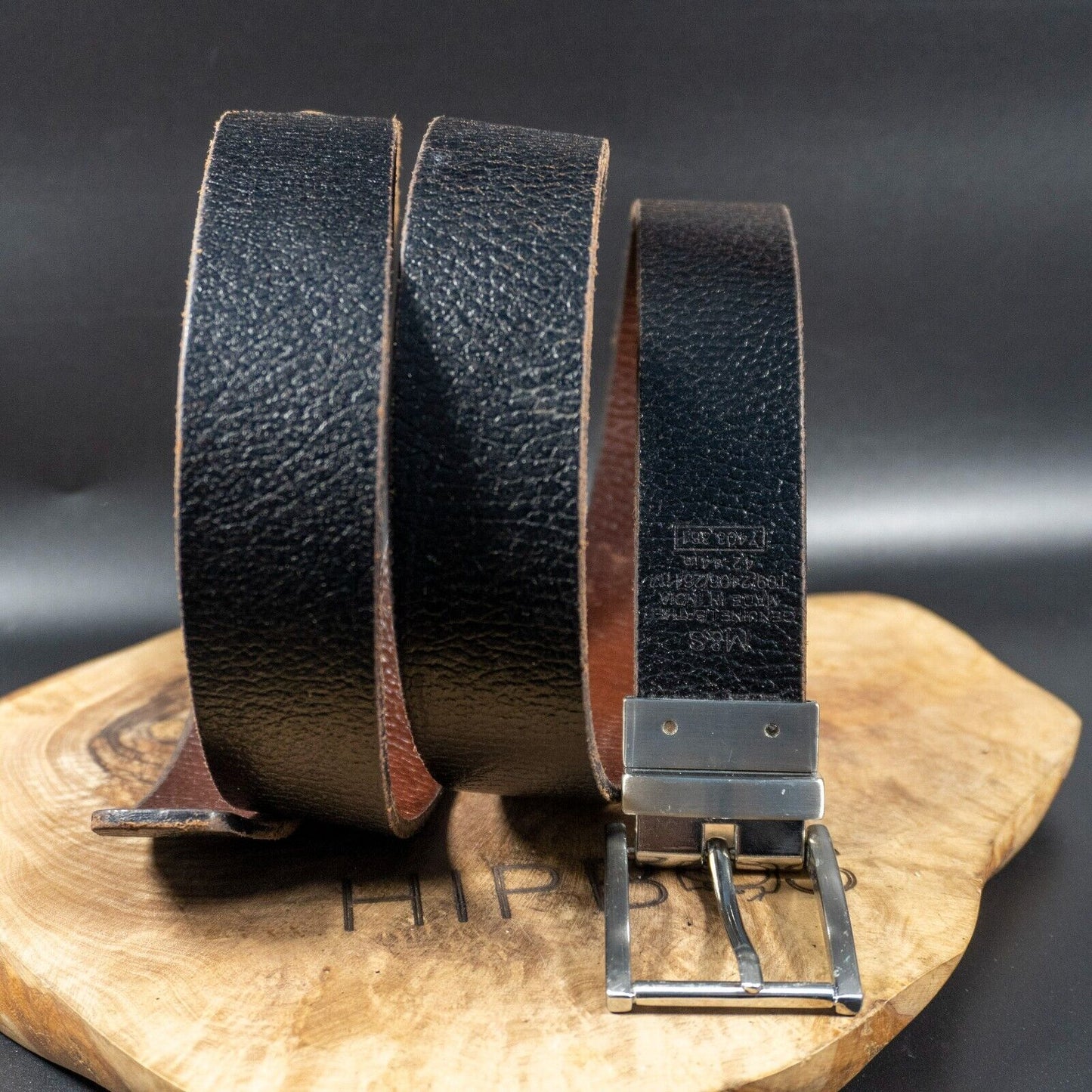 Marks and Spencer Mens Belt M&S Reversible Leather Belt Brown Black Size 42-44 - VintageThing