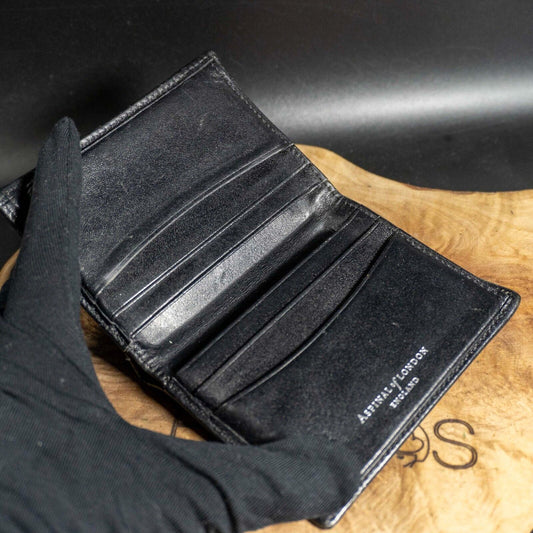Aspinal of London Mens Wallet Leather Bifold Card Wallet Black