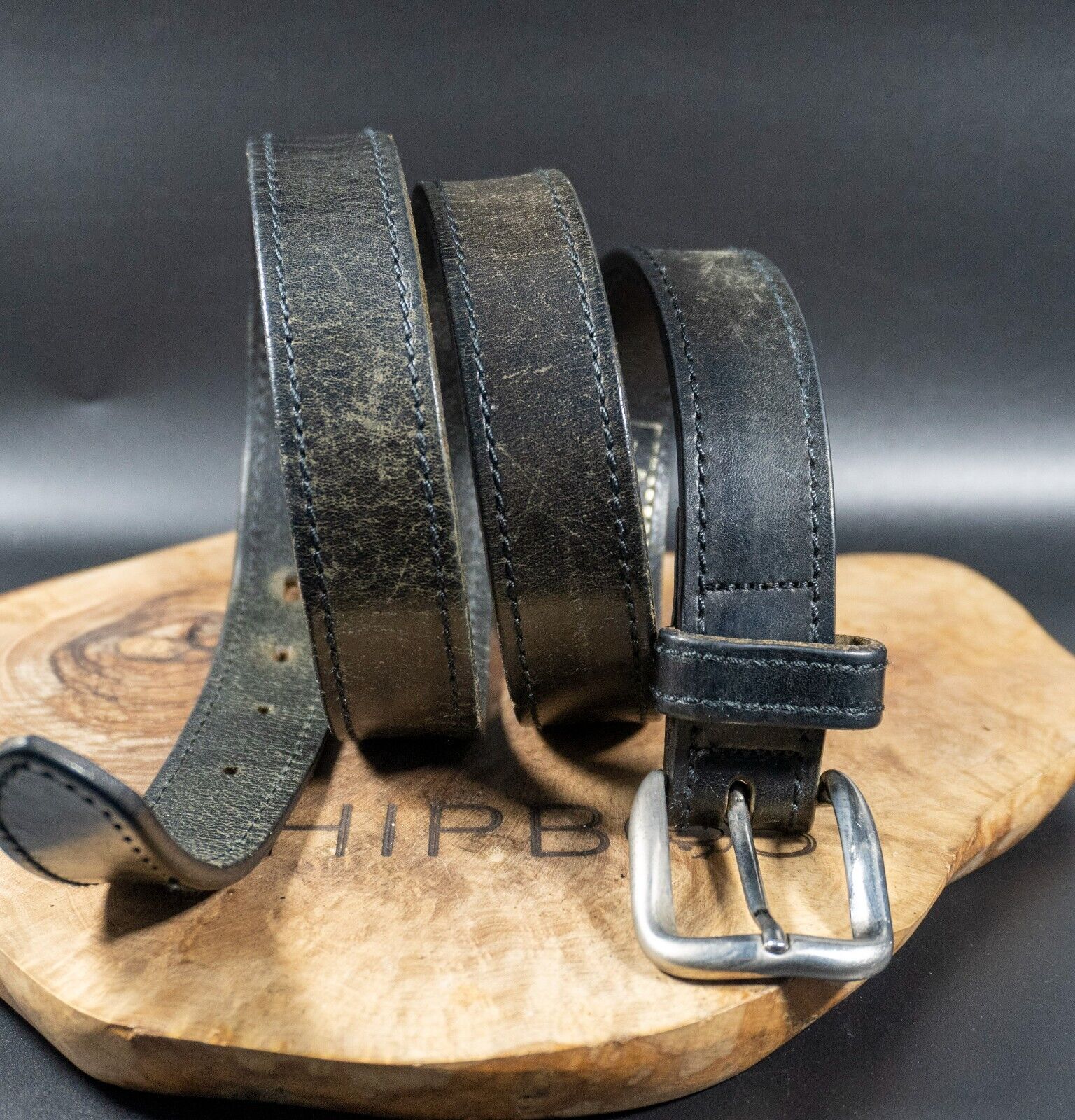 St Michael Vintage Mens Womens Leather Belt M&S Classic Jeans Belt Black Size 36 - VintageThing