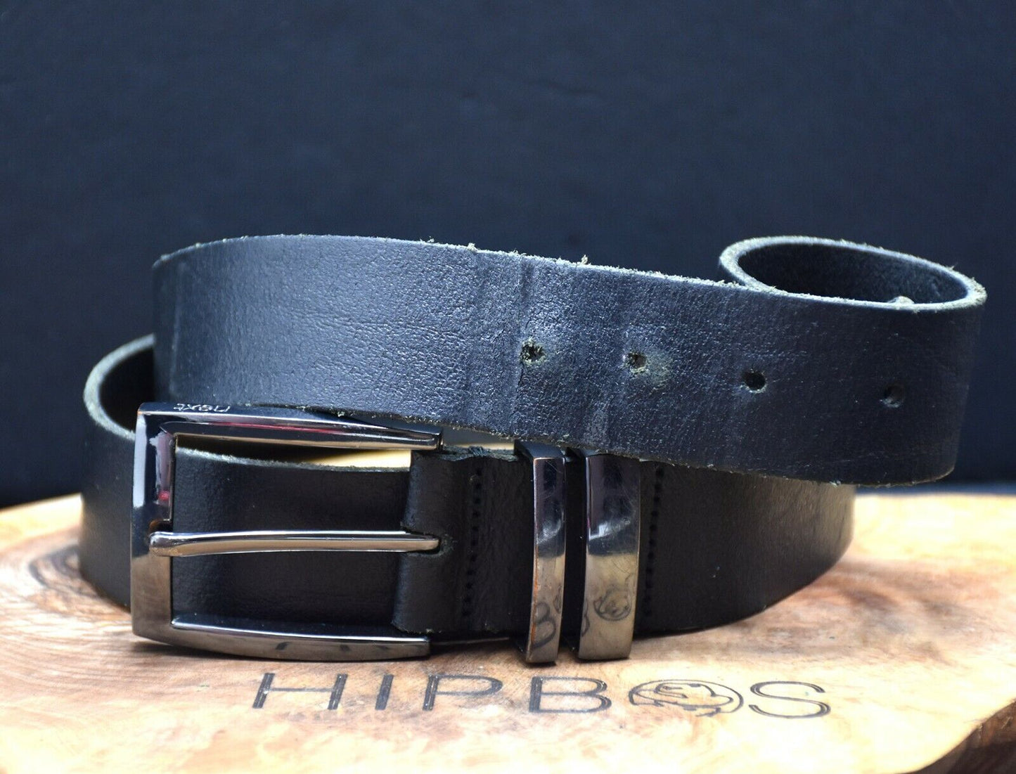 Next Mens Classic Leather Jeans Belt Black Size S (29-31)