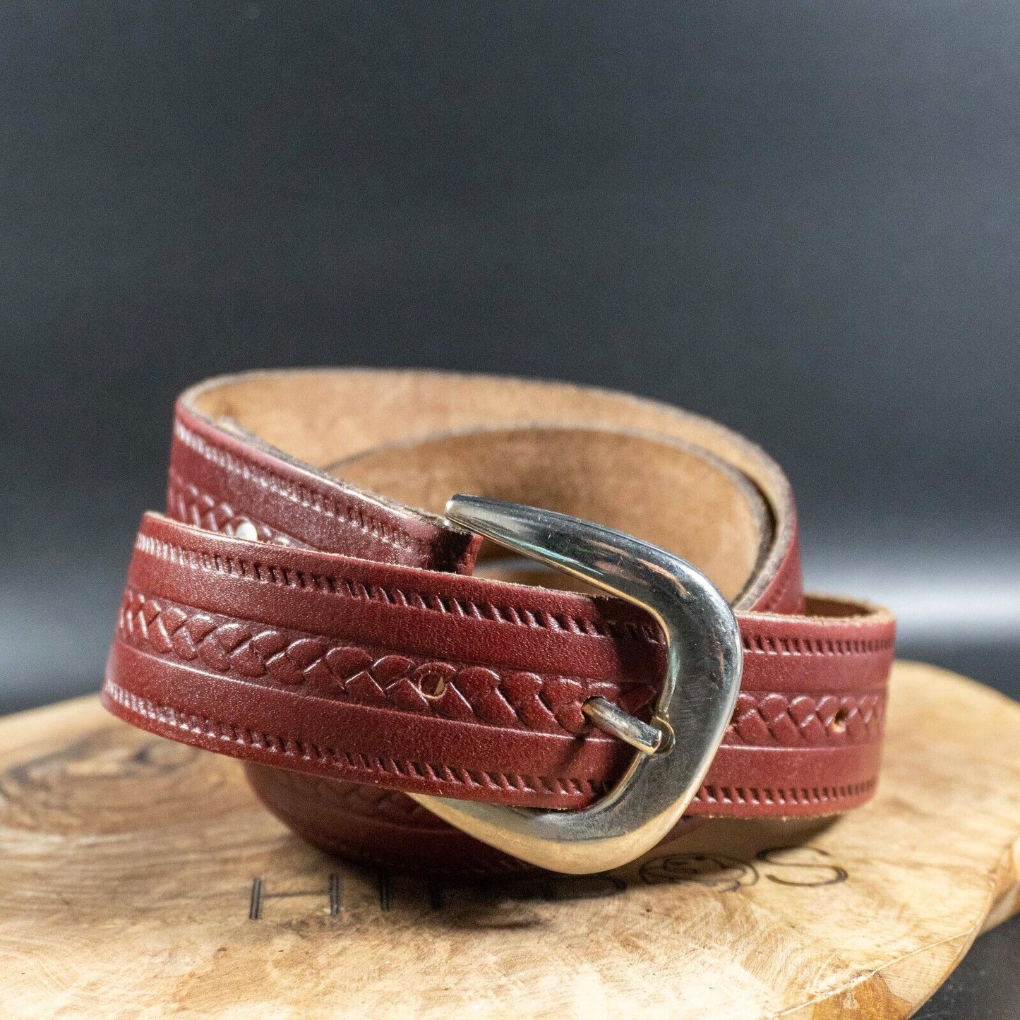 Vintage Mens Belt Handmade Leather Jeans Belt Brown Size 36