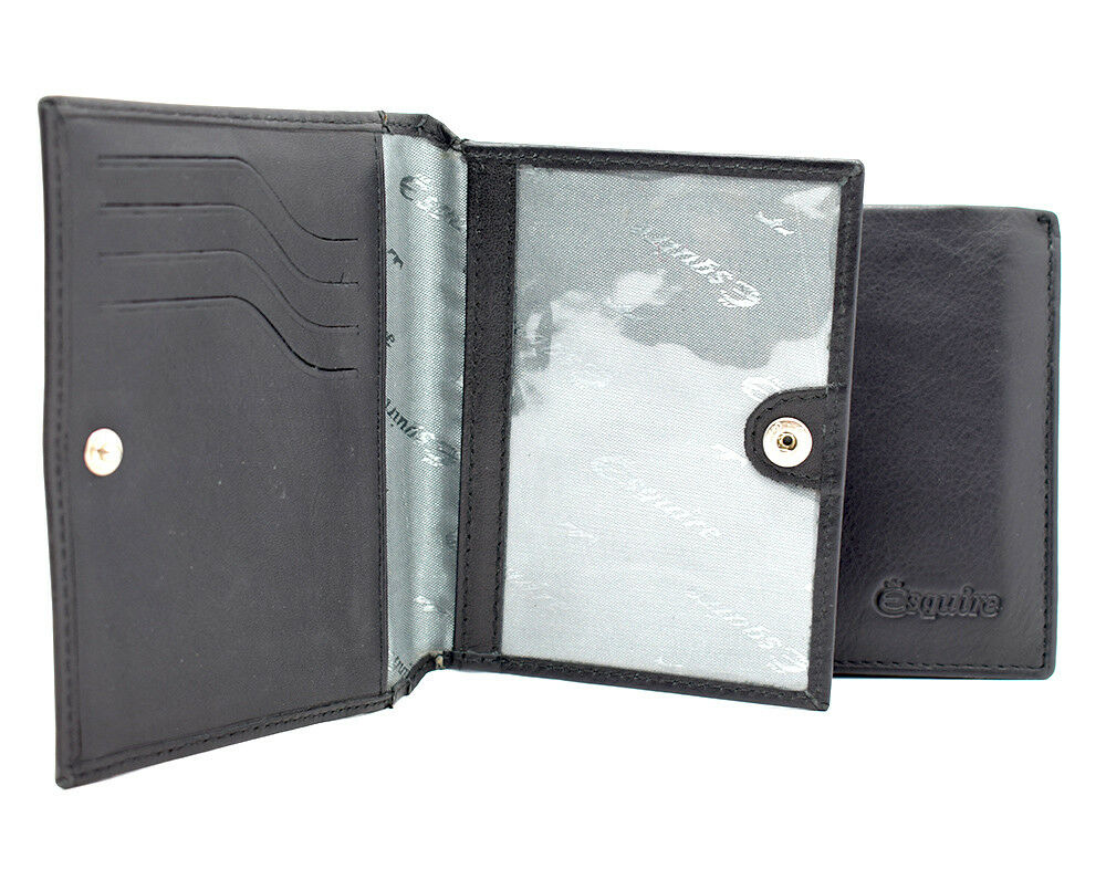 Esquire Germany Mens Bifold Leather Wallet with Removable Card Holder Black