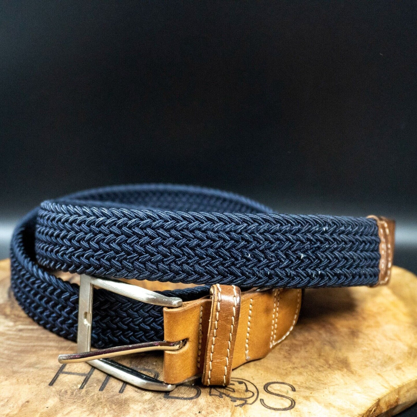 Golf Belt Mens Belt Fabric Braided Belt Blue Brown Size 32 - VintageThing