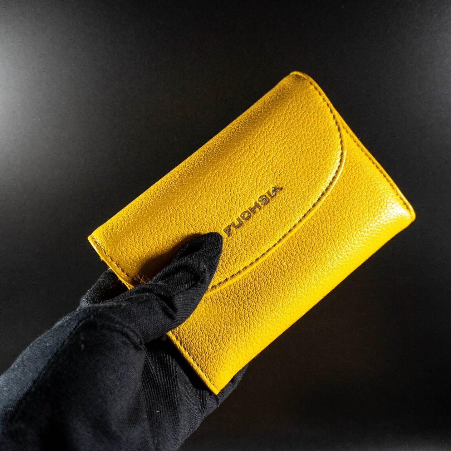 Fuchsia Womens Faux Leather Wallet Purse Medium Yellow