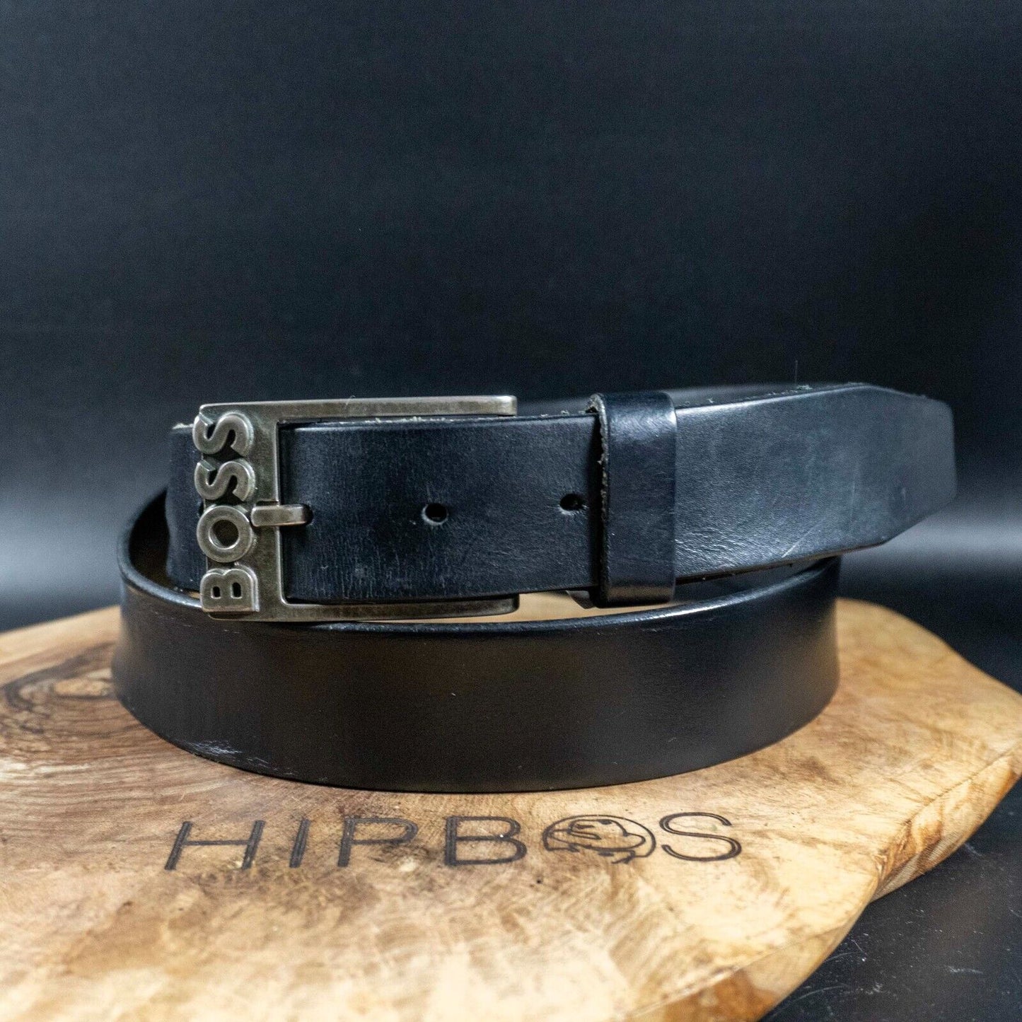 Hugo Boss Mens Belt Simo R Leather Jeans Belt Black Size 36