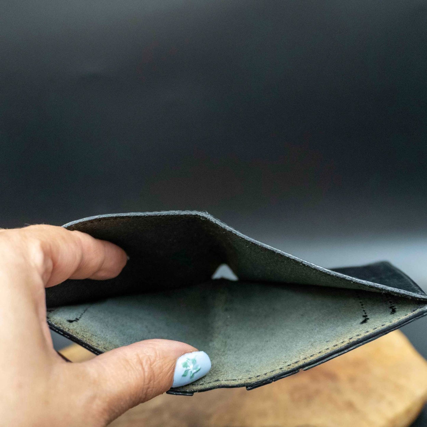 Vintage Mens Wallet Handmade Bifold Leather Card Wallet Black