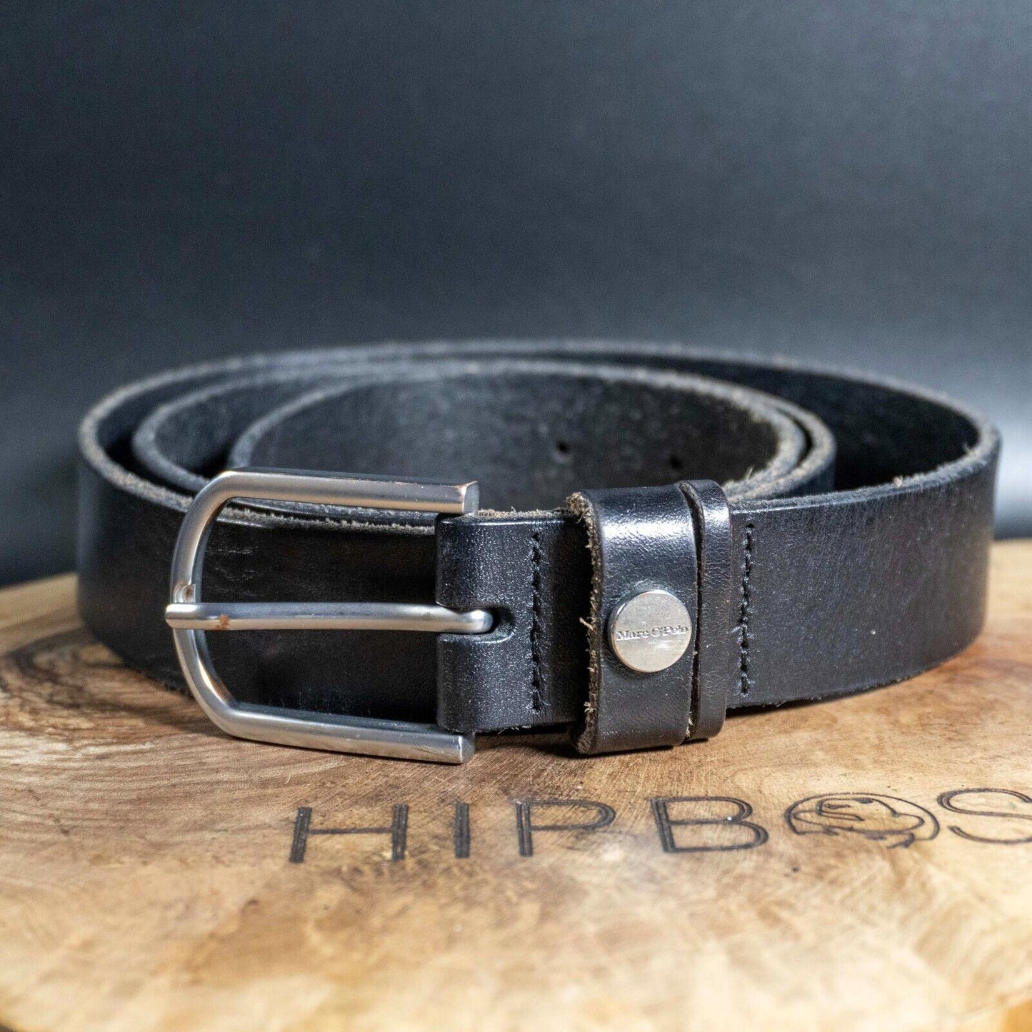 Marc O'Polo Mens Belt Vintage Leather Jeans Belt Black Size 36